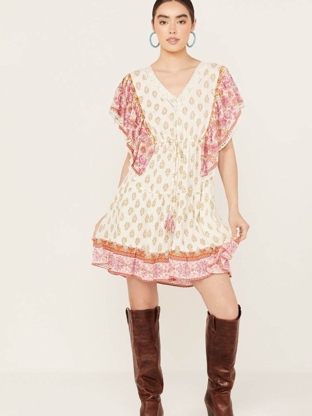 ANGIE WOMEN'S BORDER PRINT MINI DRESS